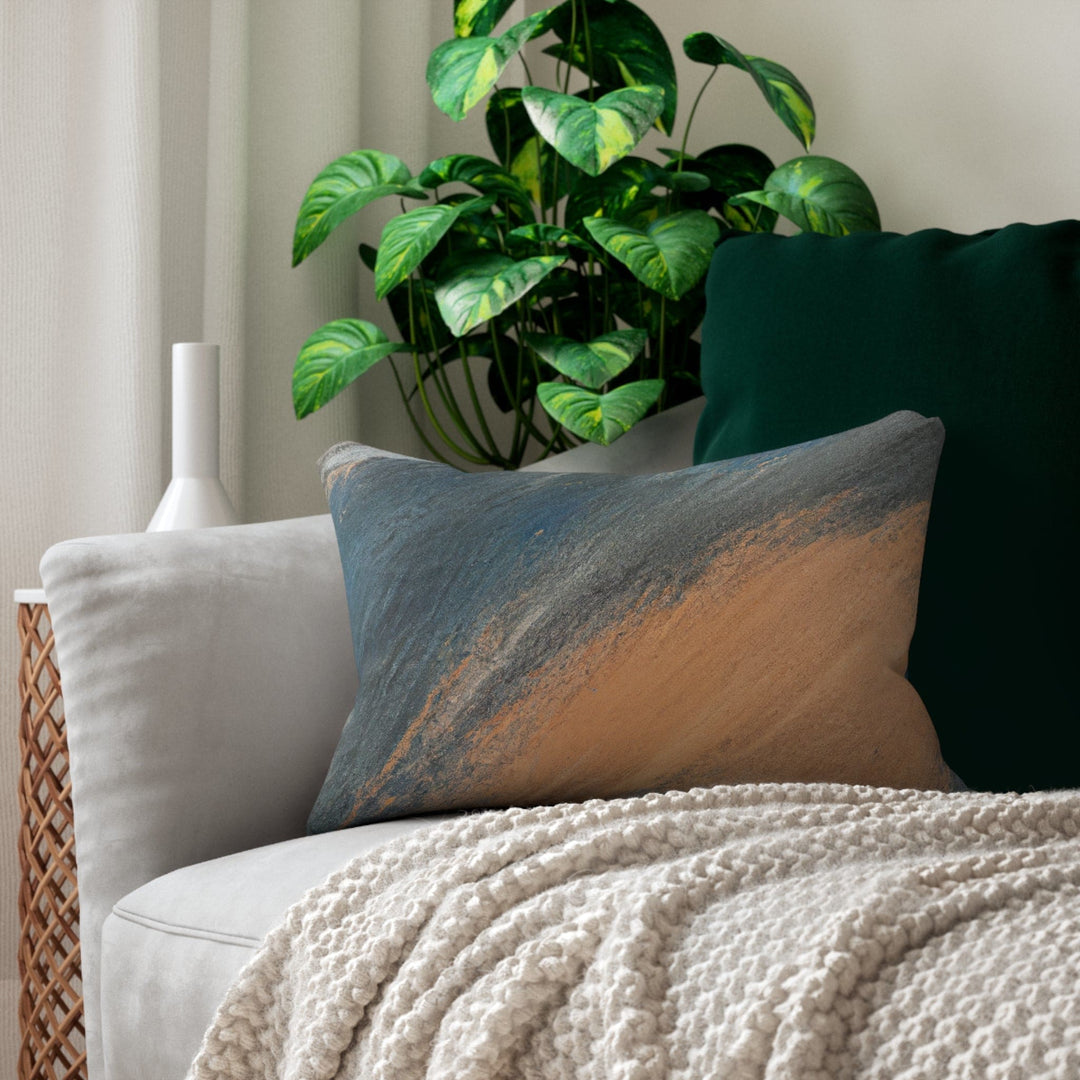 Decorative Lumbar Throw Pillow - Abstract Blue Orange Grey Pattern