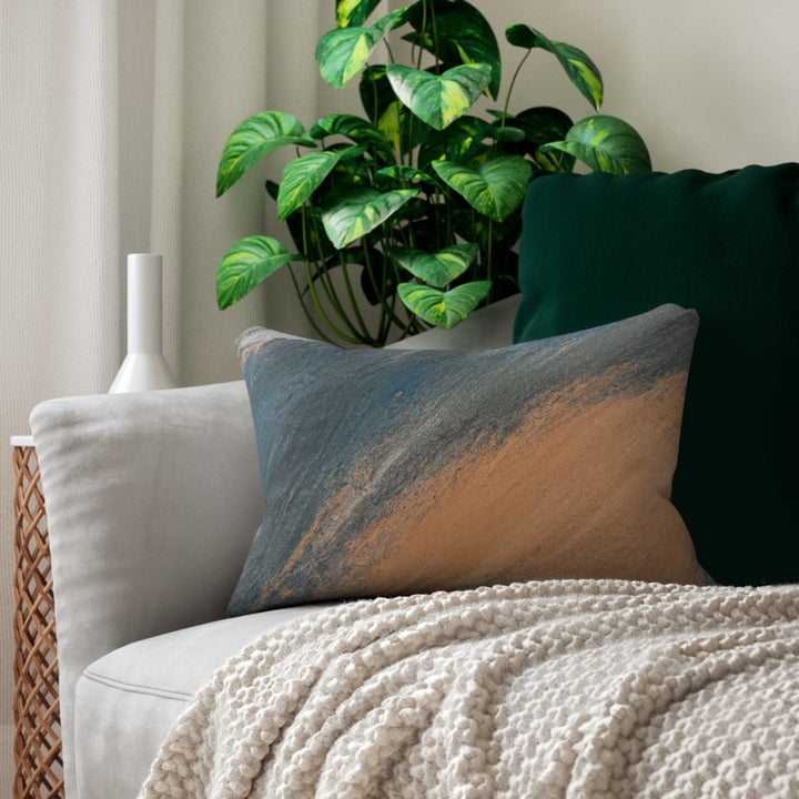 Decorative Lumbar Throw Pillow - Abstract Blue Orange Grey Pattern