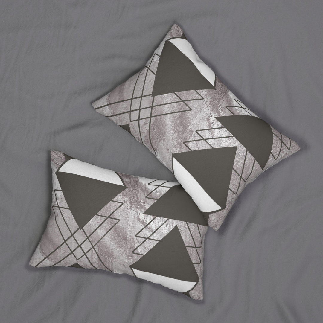 Decorative Lumbar Throw Pillow - Ash Grey and White Triangular Colorblock