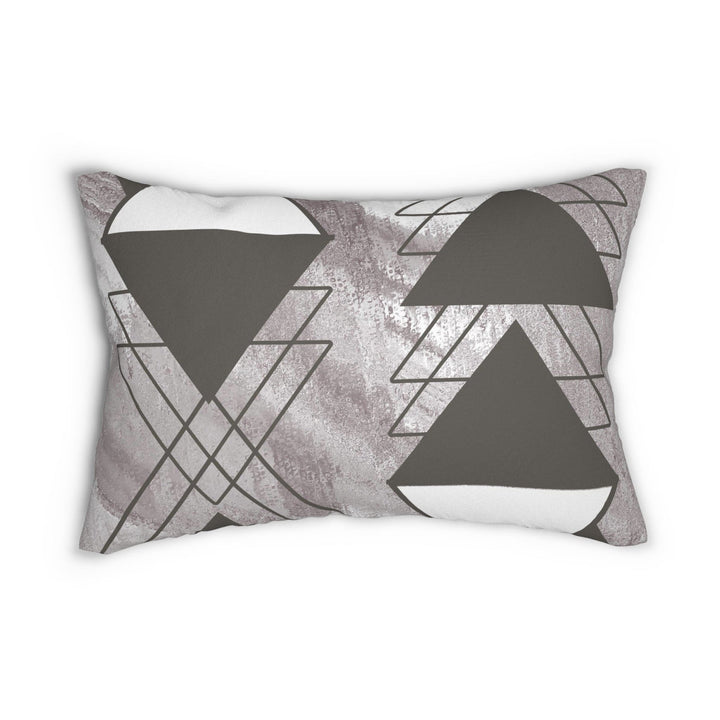 Decorative Lumbar Throw Pillow - Ash Grey and White Triangular Colorblock