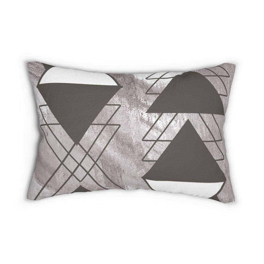 Decorative Lumbar Throw Pillow - Ash Grey and White Triangular Colorblock