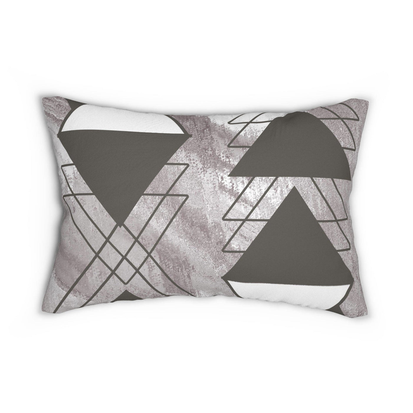 Decorative Lumbar Throw Pillow - Ash Grey And White Triangular Colorblock