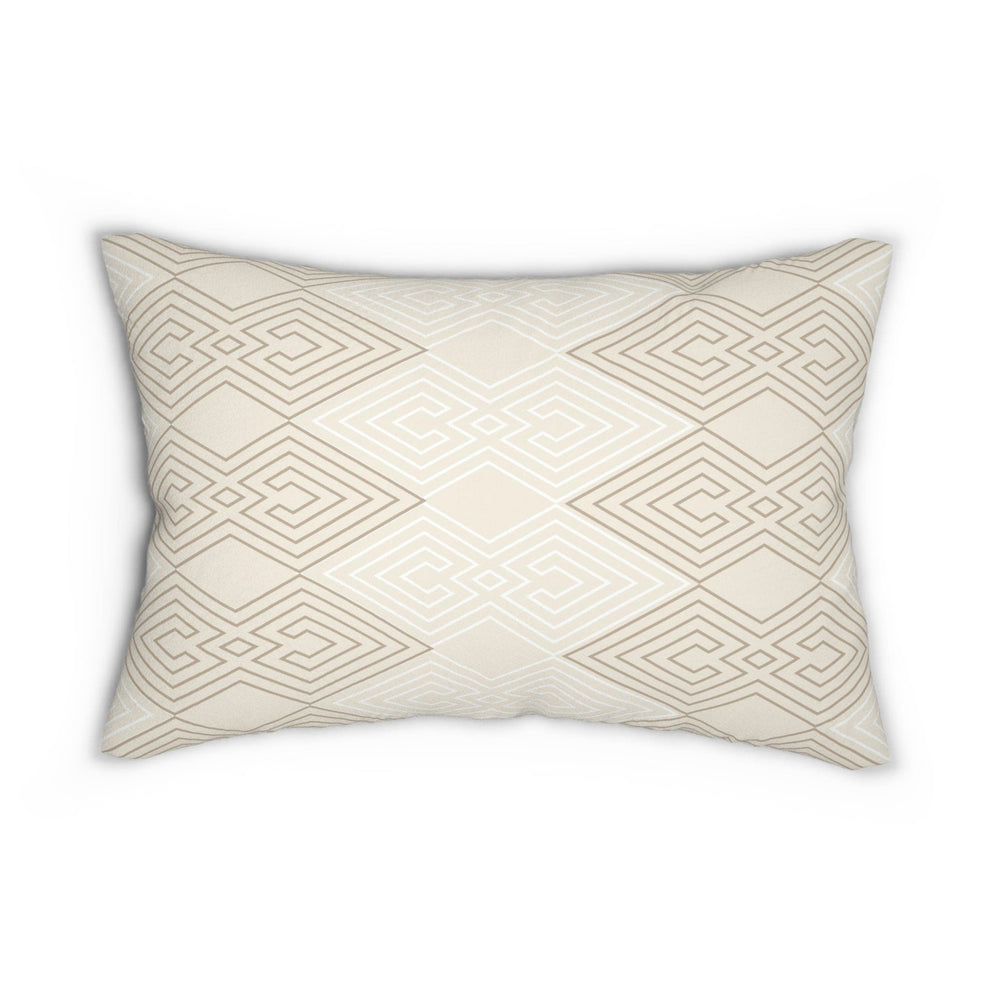 Decorative Lumbar Throw Pillow - Beige and White Tribal Geometric Aztec Print