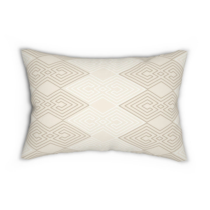 Decorative Lumbar Throw Pillow - Beige and White Tribal Geometric Aztec Print