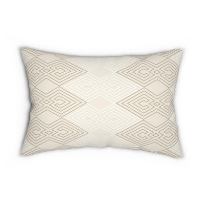 Decorative Lumbar Throw Pillow - Beige And White Tribal Geometric Aztec Print