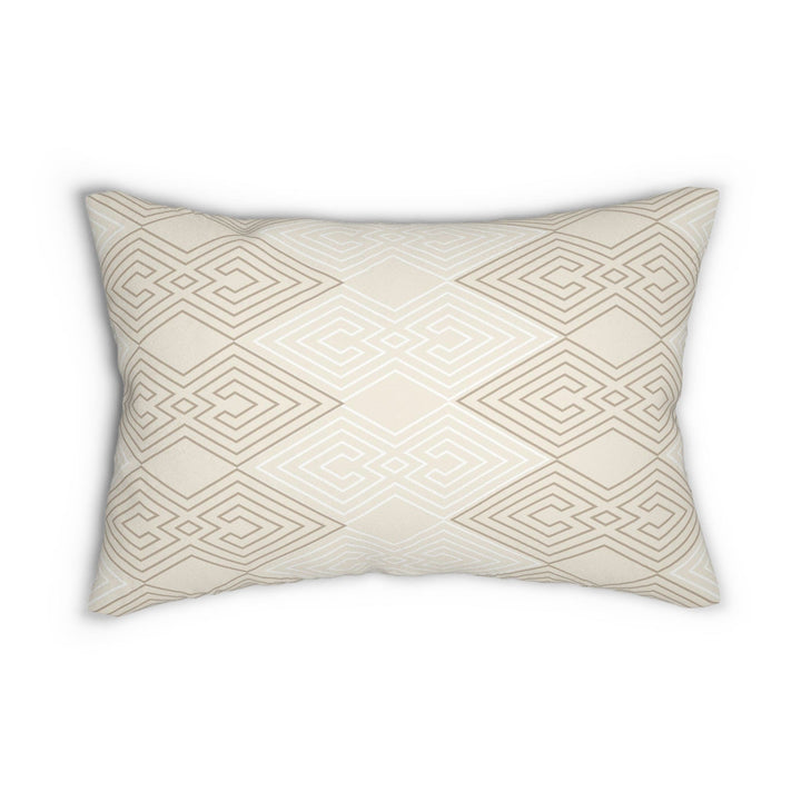 Decorative Lumbar Throw Pillow - Beige and White Tribal Geometric Aztec Print