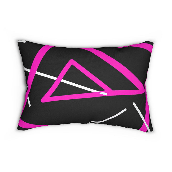 Decorative Lumbar Throw Pillow - Black and Pink Geometric Pattern - Decorative