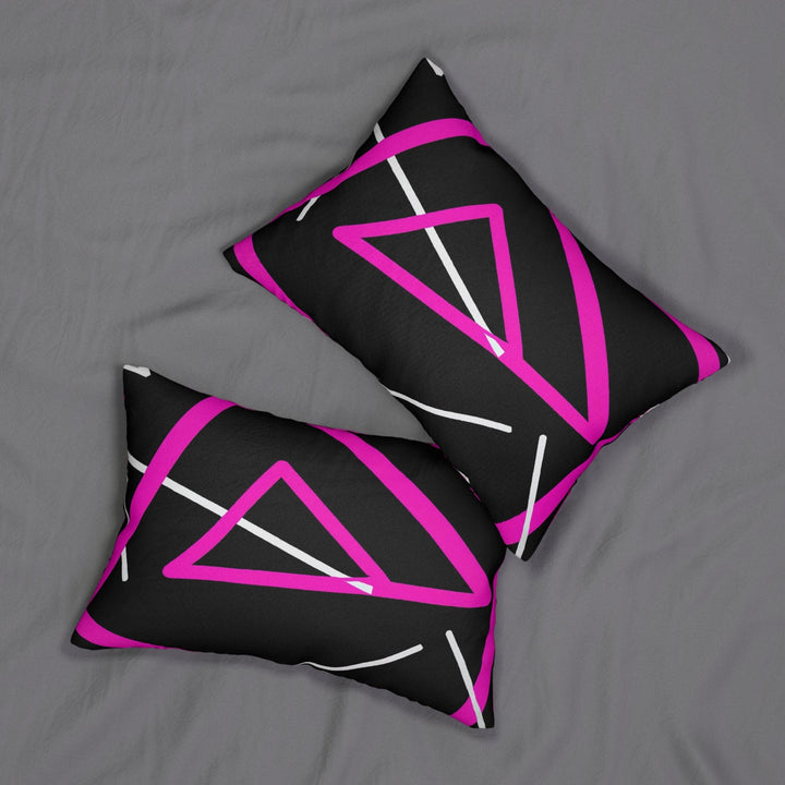 Decorative Lumbar Throw Pillow - Black and Pink Geometric Pattern - Decorative