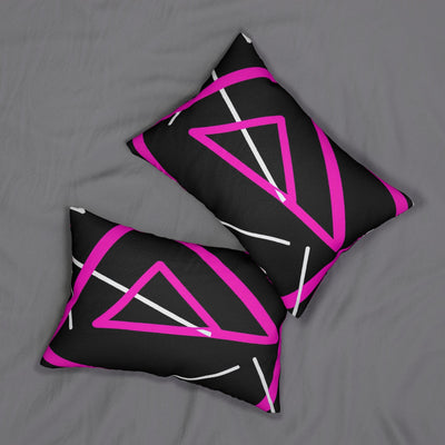 Decorative Lumbar Throw Pillow - Black And Pink Geometric Pattern - Decorative