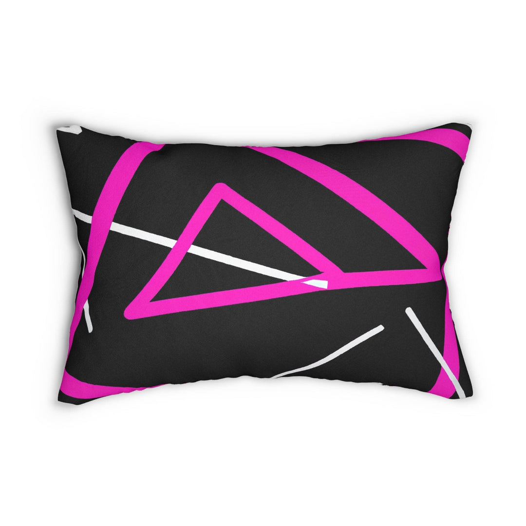 Decorative Lumbar Throw Pillow - Black and Pink Geometric Pattern - Decorative