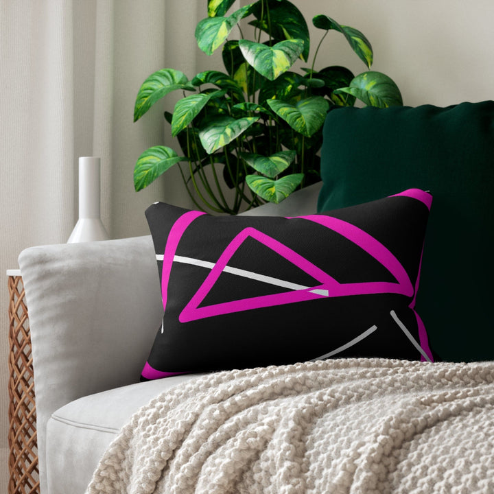 Decorative Lumbar Throw Pillow - Black and Pink Geometric Pattern - Decorative