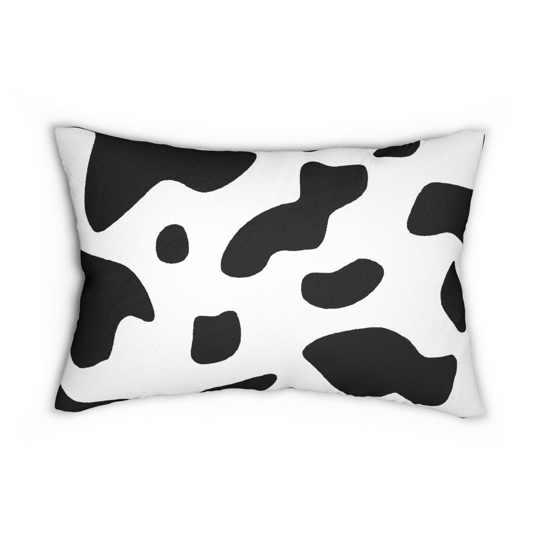 Decorative Lumbar Throw Pillow - Black and White Abstract Cow Print Pattern