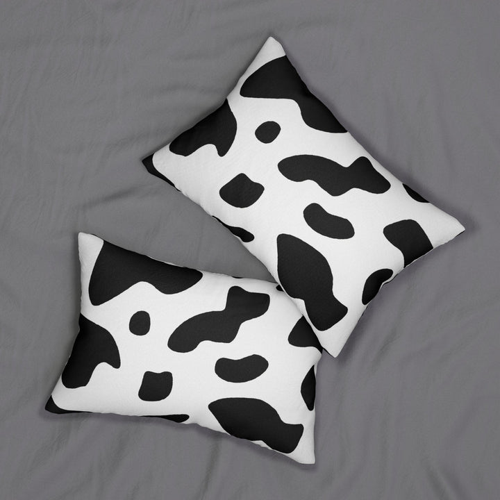 Decorative Lumbar Throw Pillow - Black and White Abstract Cow Print Pattern