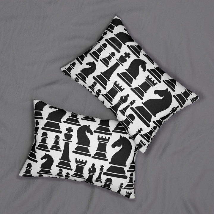 Decorative Lumbar Throw Pillow - Black and White Chess Print - Decorative