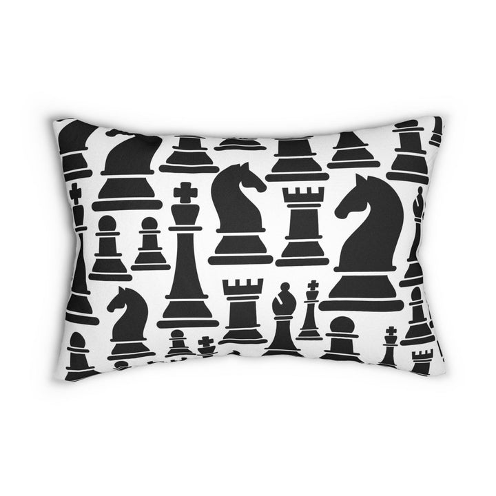 Decorative Lumbar Throw Pillow - Black and White Chess Print - Decorative