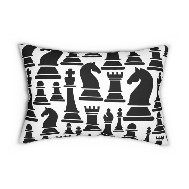 Decorative Lumbar Throw Pillow - Black and White Chess Print - Decorative