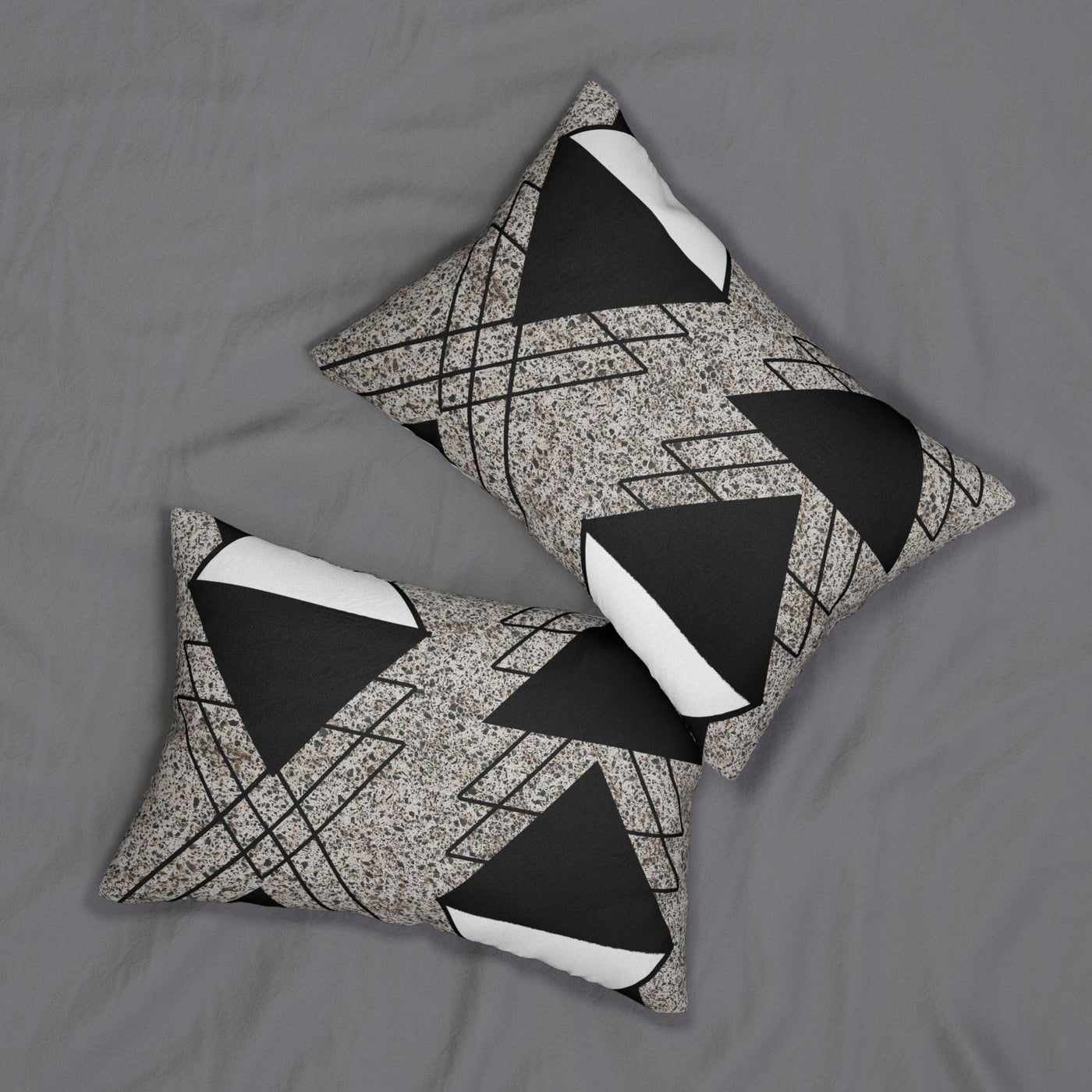 Decorative Lumbar Throw Pillow - Black And White Triangular Colorblock