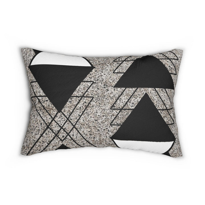 Decorative Lumbar Throw Pillow - Black and White Triangular Colorblock
