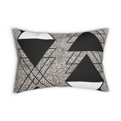 Decorative Lumbar Throw Pillow - Black And White Triangular Colorblock