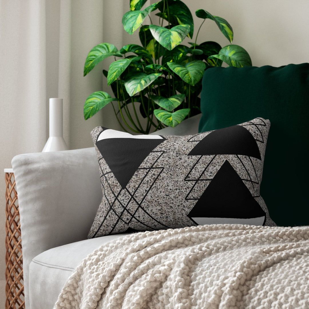 Decorative Lumbar Throw Pillow - Black and White Triangular Colorblock