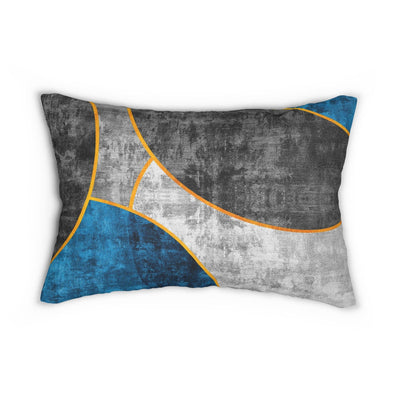 Decorative Lumbar Throw Pillow - Black Blue Grey Circular Geometric Pattern