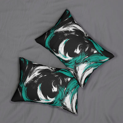 Decorative Lumbar Throw Pillow - Black Green White Abstract Pattern