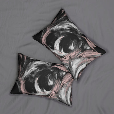 Decorative Lumbar Throw Pillow - Black Pink White Abstract Pattern - Decorative