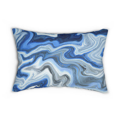 Decorative Lumbar Throw Pillow - Blue White Grey Marble Pattern - Decorative