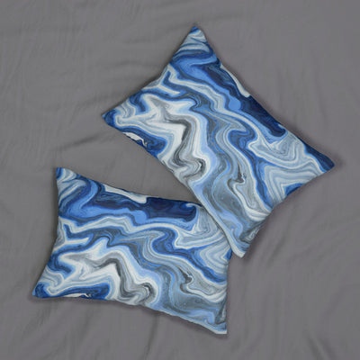 Decorative Lumbar Throw Pillow - Blue White Grey Marble Pattern - Decorative