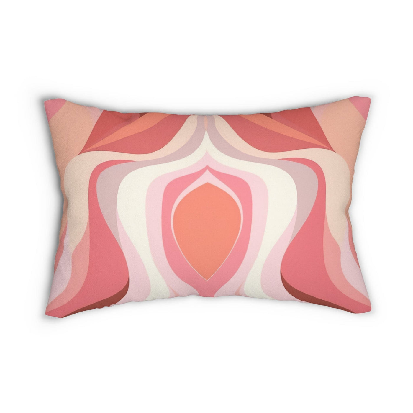 Decorative Lumbar Throw Pillow - Boho Pink And White Contemporary Art Lined