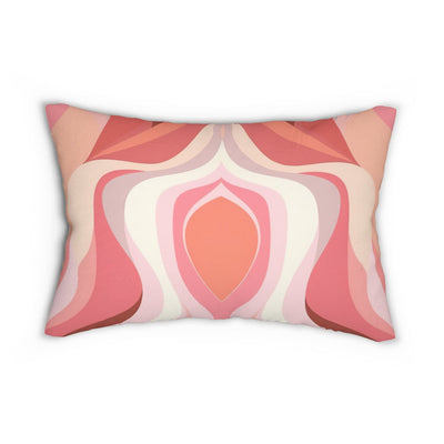 Decorative Lumbar Throw Pillow - Boho Pink And White Contemporary Art Lined