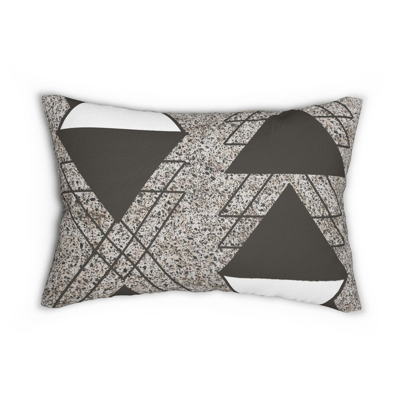 Decorative Lumbar Throw Pillow - Brown And White Triangular Colorblock
