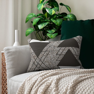 Decorative Lumbar Throw Pillow - Brown And White Triangular Colorblock