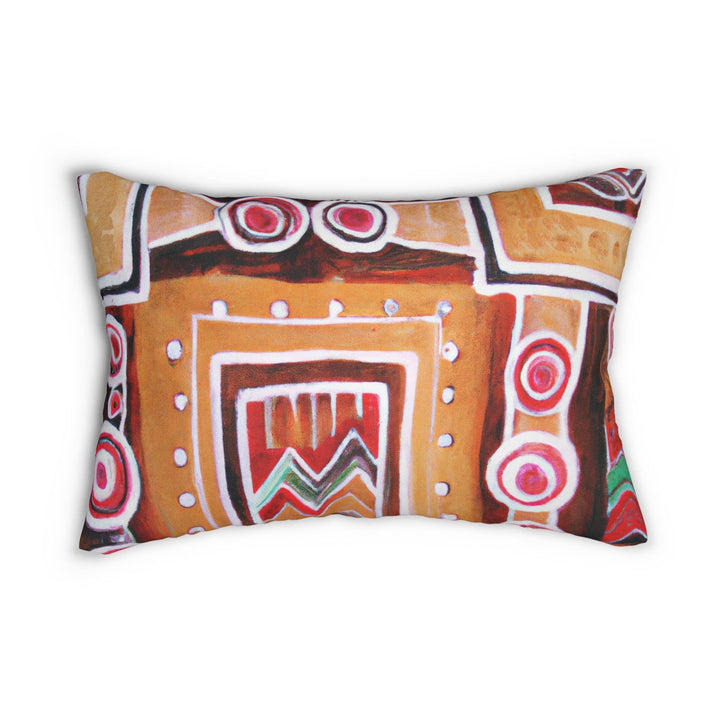 Decorative Lumbar Throw Pillow - Brown Orange Green Aztec Pattern - Decorative