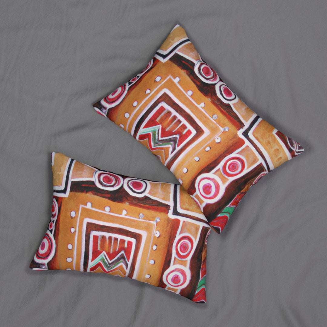 Decorative Lumbar Throw Pillow - Brown Orange Green Aztec Pattern - Decorative