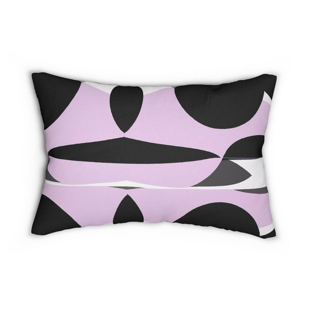 Decorative Lumbar Throw Pillow - Geometric Lavender and Black Pattern