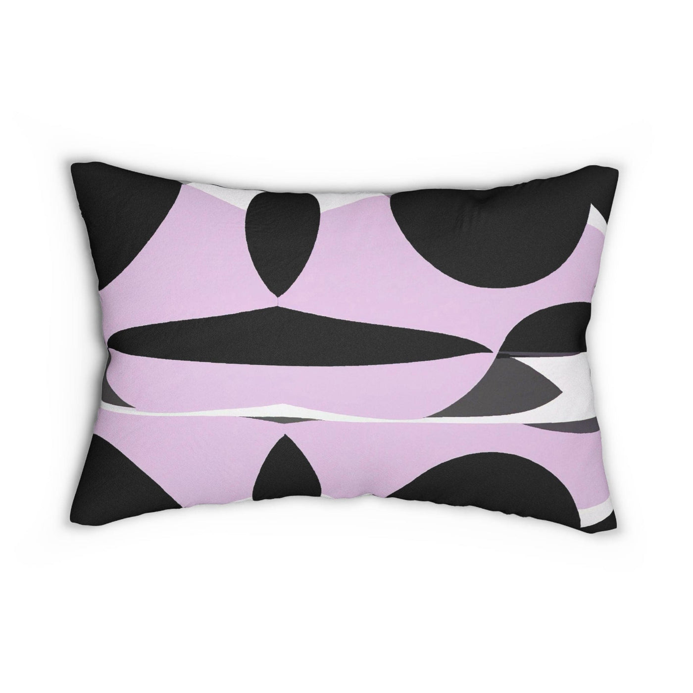 Decorative Lumbar Throw Pillow - Geometric Lavender And Black Pattern
