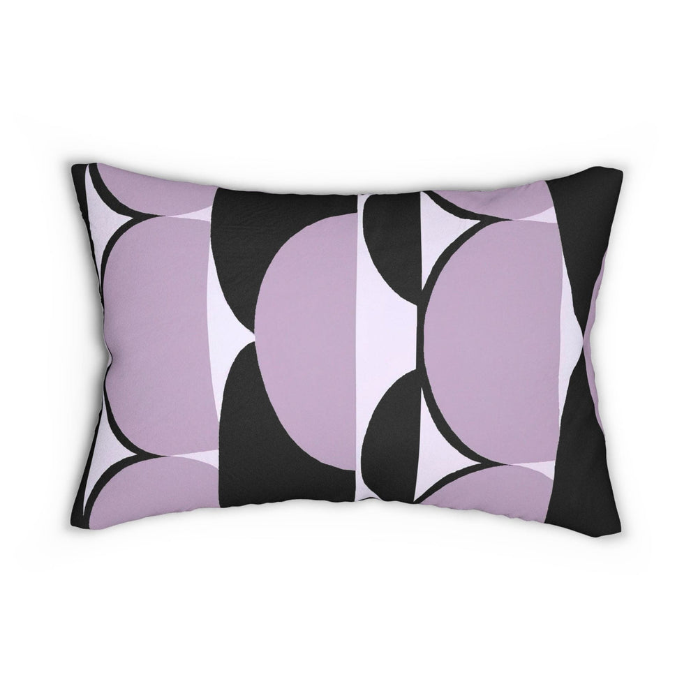 Decorative Lumbar Throw Pillow - Geometric Lavender and Black Pattern