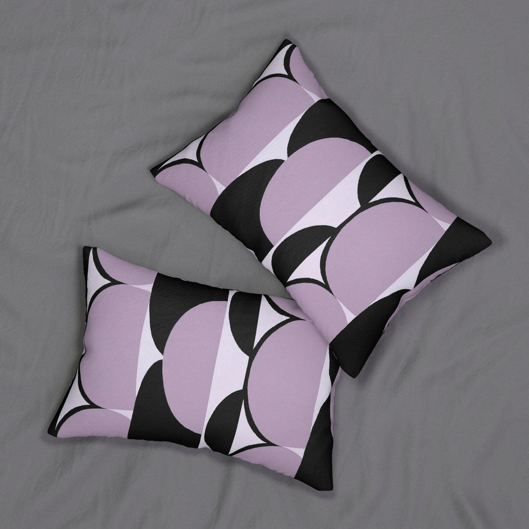 Decorative Lumbar Throw Pillow - Geometric Lavender and Black Pattern