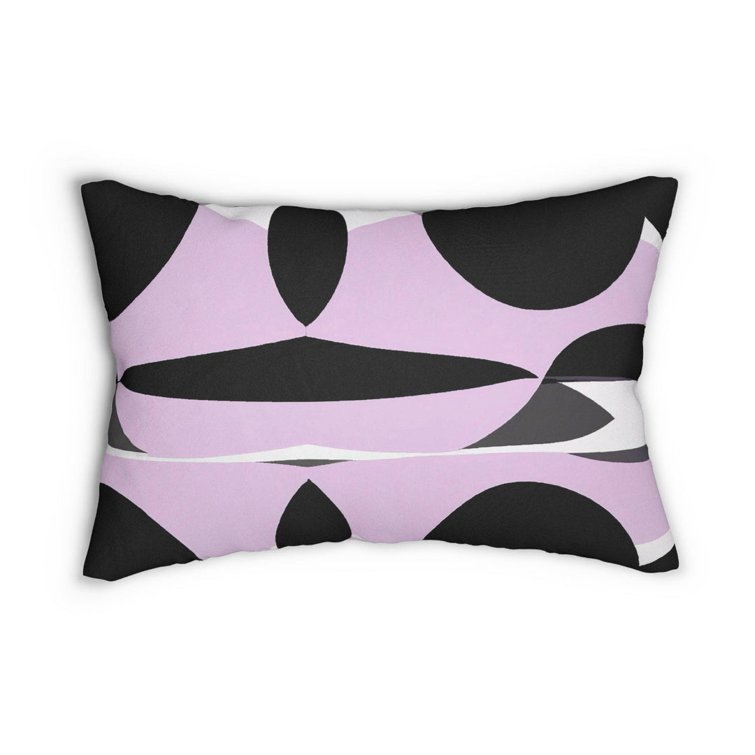 Decorative Lumbar Throw Pillow - Geometric Lavender and Black Pattern