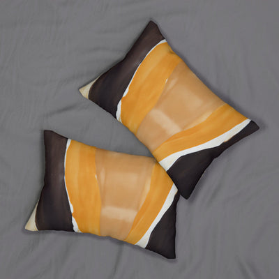 Decorative Lumbar Throw Pillow - Golden Yellow Brown Abstract Pattern