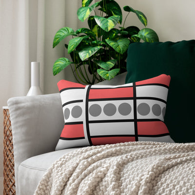Decorative Lumbar Throw Pillow - Mauve Grey White Geometric Pattern