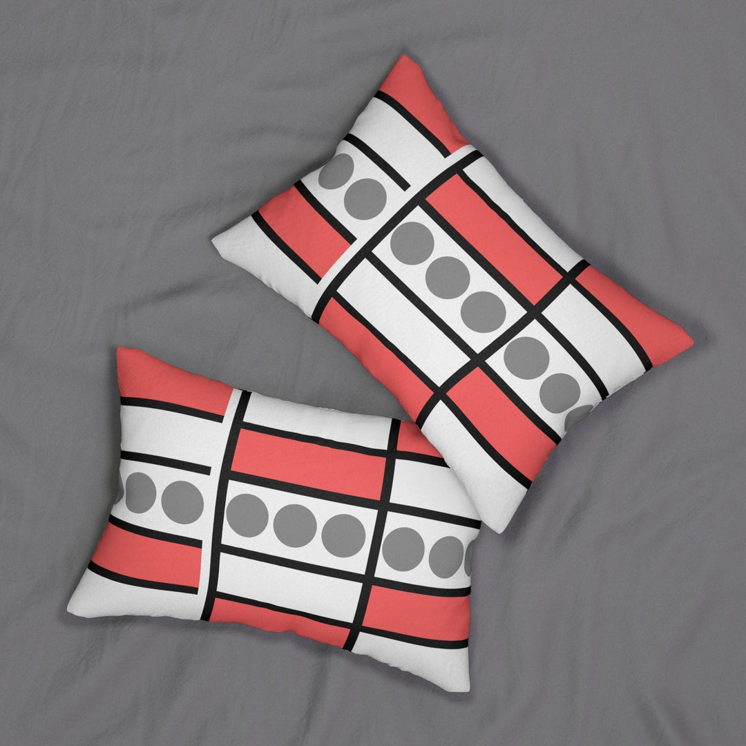 Decorative Lumbar Throw Pillow - Mauve Grey White Geometric Pattern