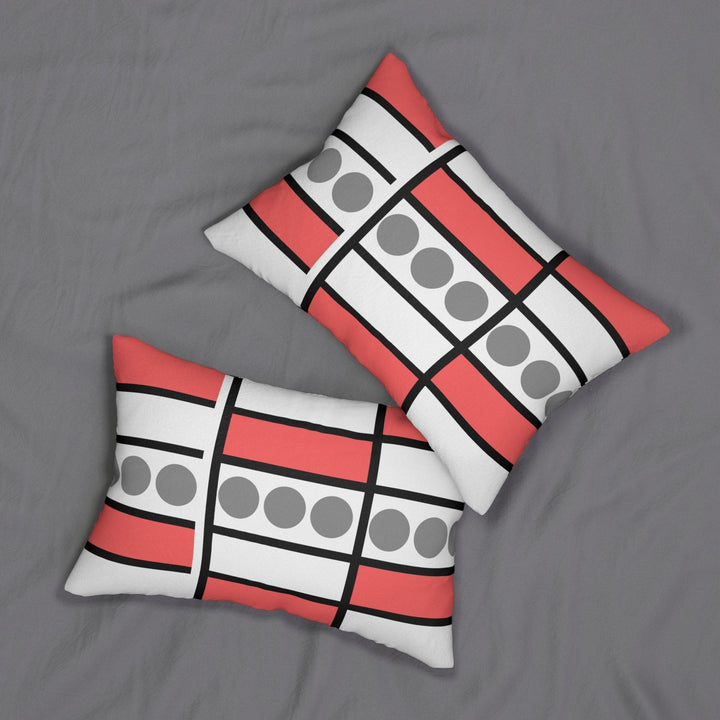 Decorative Lumbar Throw Pillow - Mauve Grey White Geometric Pattern