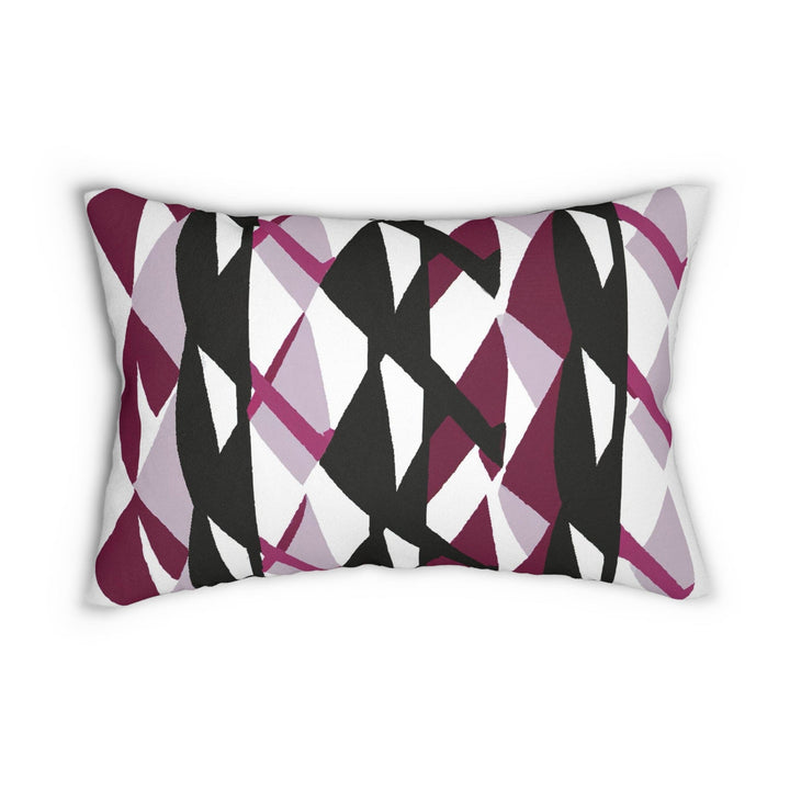 Decorative Lumbar Throw Pillow - Mauve Pink and Black Geometric Pattern