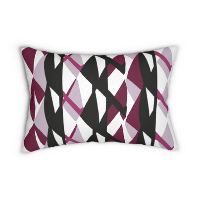 Decorative Lumbar Throw Pillow - Mauve Pink And Black Geometric Pattern