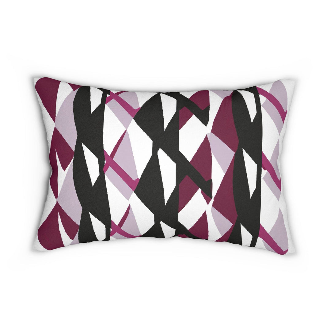 Decorative Lumbar Throw Pillow - Mauve Pink and Black Geometric Pattern