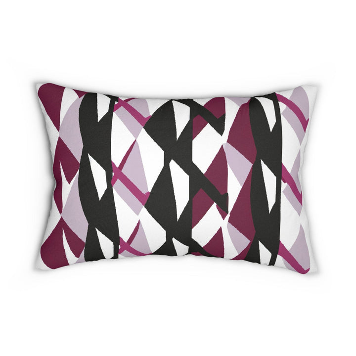 Decorative Lumbar Throw Pillow - Mauve Pink and Black Geometric Pattern