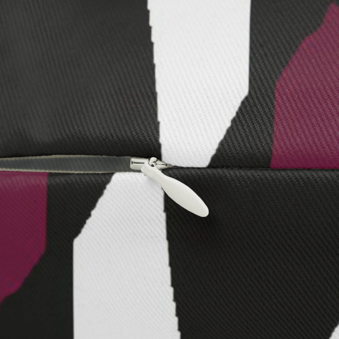Decorative Lumbar Throw Pillow - Mauve Pink and Black Geometric Pattern