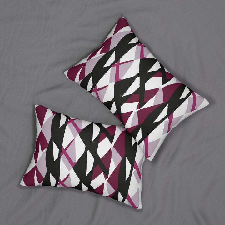 Decorative Lumbar Throw Pillow - Mauve Pink and Black Geometric Pattern